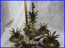 VTG Brass Candelabra or Centerpiece Pineapple Candle Holder Hollywood Regency