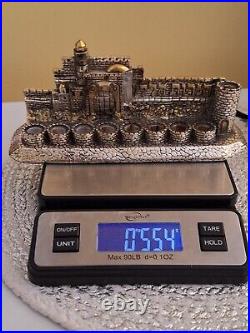 VTG H. KARSHI 925 Silver Candle Holder SCULPTURE Menorah Ierusalem (1,35 lb)