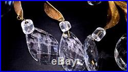 VTG ITALIAN Gilt Metal TOLE Crystal Candle Holder WALL SCONCES Hollywood Regency