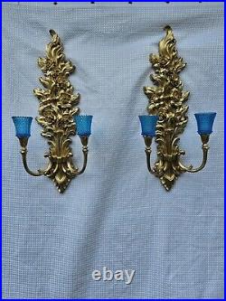 VTG Pair Hollywood Regency MCM Syroco 4133 Wall SCONCE Candle Holder 26x10