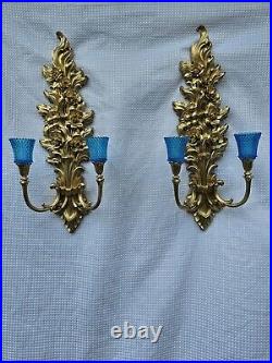 VTG Pair Hollywood Regency MCM Syroco 4133 Wall SCONCE Candle Holder 26x10