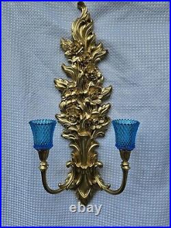 VTG Pair Hollywood Regency MCM Syroco 4133 Wall SCONCE Candle Holder 26x10