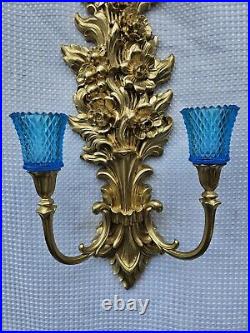 VTG Pair Hollywood Regency MCM Syroco 4133 Wall SCONCE Candle Holder 26x10