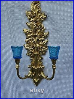 VTG Pair Hollywood Regency MCM Syroco 4133 Wall SCONCE Candle Holder 26x10