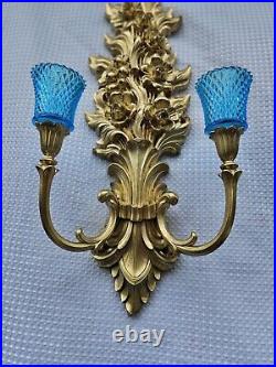 VTG Pair Hollywood Regency MCM Syroco 4133 Wall SCONCE Candle Holder 26x10