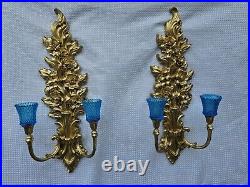 VTG Pair Hollywood Regency MCM Syroco 4133 Wall SCONCE Candle Holder 26x10