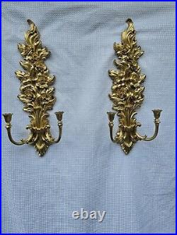 VTG Pair Hollywood Regency MCM Syroco 4133 Wall SCONCE Candle Holder 26x10