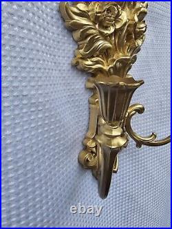 VTG Pair Hollywood Regency MCM Syroco 4133 Wall SCONCE Candle Holder 26x10