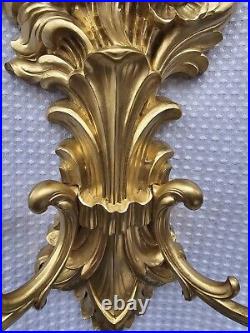 VTG Pair Hollywood Regency MCM Syroco 4133 Wall SCONCE Candle Holder 26x10