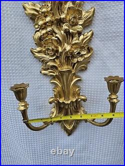 VTG Pair Hollywood Regency MCM Syroco 4133 Wall SCONCE Candle Holder 26x10