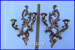 VTG Syroco Gold Wall Sconces Candlestick Pair Mid Century Style ff