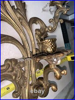 VTG Wall Sconces Cast Bronze Candelabra SET Ornate 22
