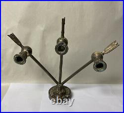 VTG or ANTIQUE SILVERED BRONZE LION ARROWS WALL CANDLE SCONCE HOLLYWOOD REGENCY