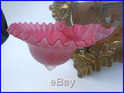 VictorianMirrored BRASS Wall Mounted PINK NAILSEA Type Candle/Fairy Lamp Holder