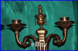 Victorian Style Brass Metal Wall Sconces Candelabra Candle Holders-Pair