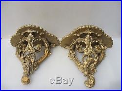 Victorian Wall Sconces Candle Holder Shelve Shelf Gold Rococo Gilt Leaf Baroque