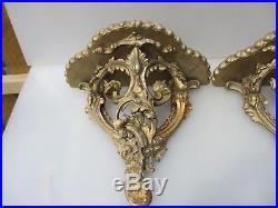 Victorian Wall Sconces Candle Holder Shelve Shelf Gold Rococo Gilt Leaf Baroque