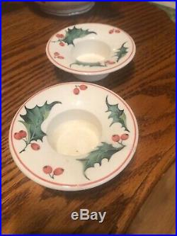 Villeroy & Boch China Holly Round Wall Clock & 2 Votive Candle Holders