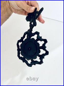 Vintage 2 Black Cast Iron Ornate Wall Mount Candle Holder 9 x 9 1.5 Lbs Each