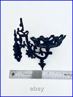Vintage 2 Black Cast Iron Ornate Wall Mount Candle Holder 9 x 9 1.5 Lbs Each