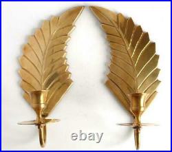 Vintage 2 Brass Wall Candlesticks Look Wings Home Deco 1970s MADE IN GERMANY