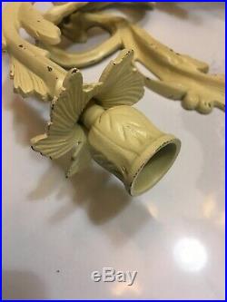 Vintage 2 Wall Sconces Double Candles Holder Cast iron French Style -Art Nouvea