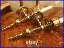 Vintage 4 Brass Wall & Table Candle Holders 2 Wall & 2 Table Candle Holders