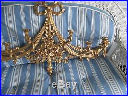 Vintage 6 Arm Gold Candelabra Wall Candle Holder Home Interiors 39x25x4