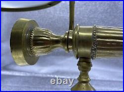 Vintage ART DECO MCM Magnifying Glass Candle Brass Fluted Wall Sconce Torch