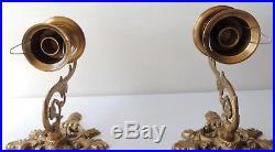 Vintage Antique Look Ornate Brass Two Wall Mount Sconce Single Candle Holder