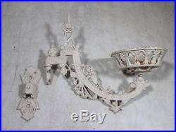 Vintage Antique Ornate Cast Iron Wall Mount Swing Out Candle Holder Bracket Arm