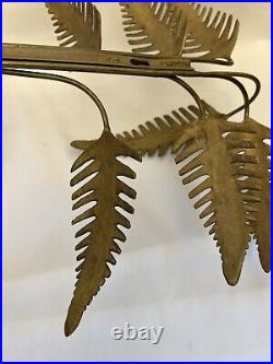 Vintage Art Nouveau Deco Brass Leaf Wall Sconce 2 Arm Candle Holders 19Tall