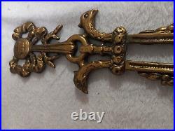Vintage Beautifully Detailed Ornate Brass 3 Candle Wall Sconce Pair 2