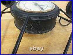 Vintage Black Metal MCM Wall Clock & Candle Holders Electric 29 1/2 Tall