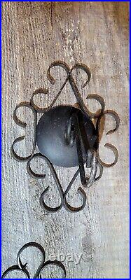 Vintage Black Wrought Iron Wall Sconce Candle Holders Gothic Look