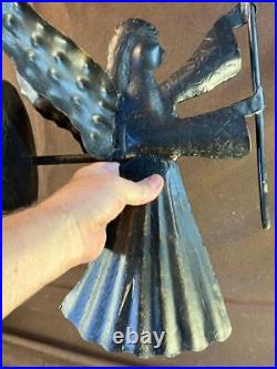 Vintage Bombay Co Wrought Iron Metal Figural Religious Angel Wall Candle Sconce