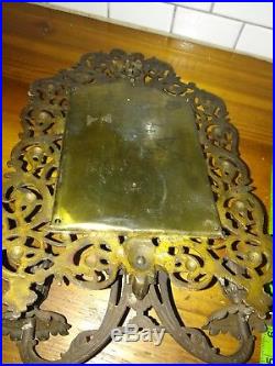 Vintage Bradley and Hubbard B & H Brass Bronze Mirror Wall Sconce Candle Holders