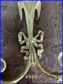 Vintage Brass Bow Double Candlestick Holders Wall Sconces Decorative Crafts Inc