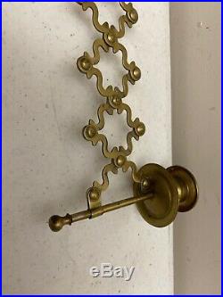 Vintage Brass Candle Holders Accordian Wall Mount Hanging Scissor Arm Sconce