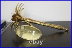 Vintage Brass Candle Wall Sconce Pineapple Palm Tree Hollywood Regency