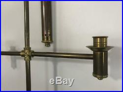 Vintage Brass Ceremonial Double Candle Holder Candleabra Wall Sconce Hanging