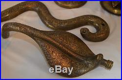 Vintage Brass Cobra Snake Candle Holder Painted and Incised Snake Body wall