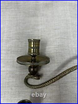 Vintage Brass Dragon Wall Sconce Moveable Candle Holders 8-1/2