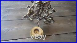 Vintage Brass Fairy Mother Baby Candle Holder Wall Sconce