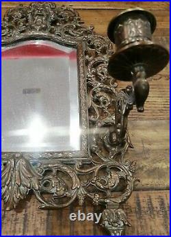 Vintage Brass Frame Mirtor Candle Sconce-gothic-ghost-rare
