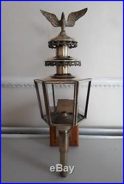 Vintage Brass & Glass Panel Eagle Carriage Lantern Wall Mounted Candle Holder
