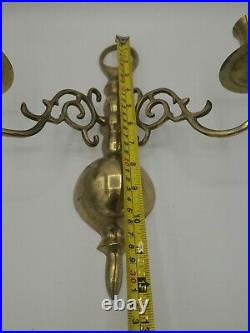 Vintage Brass Pair Of Candle Sconces Holder Wall Mounted Heavy