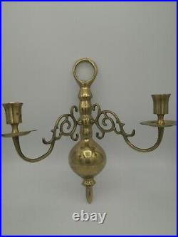 Vintage Brass Pair Of Candle Sconces Holder Wall Mounted Heavy