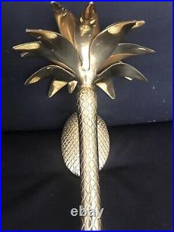 Vintage Brass Pineapple Palm Tree Wall Sconce Taper Candle MCM Chinoiserie Decor