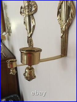 Vintage Brass Sconce Set Ribbon Torch Wall Decor Taiwan Excellent
